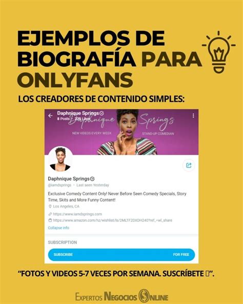 ejemplos de biografas para onlyfans|10 ideas para biografías de OnlyFans para conseguir más。